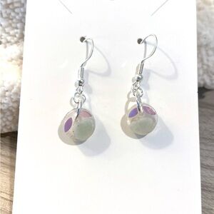 52. Jade and beach sand resin earrings
